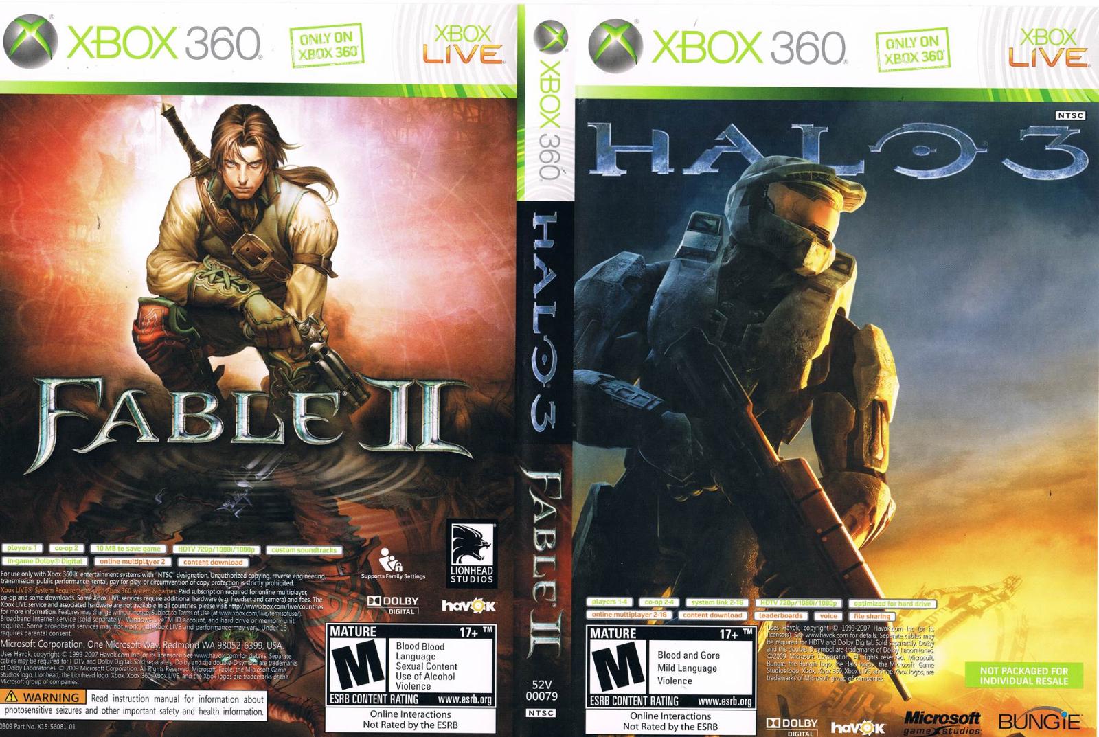 Halo 3 & Fable II