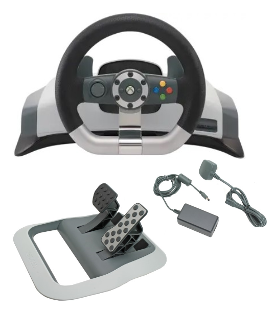 Wireless Steering Wheel w/ Footpedals & Power Supply - Microsoft Brand